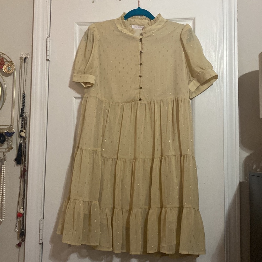 3 FOR $25 | Tiered Button-Front Dress in Cream